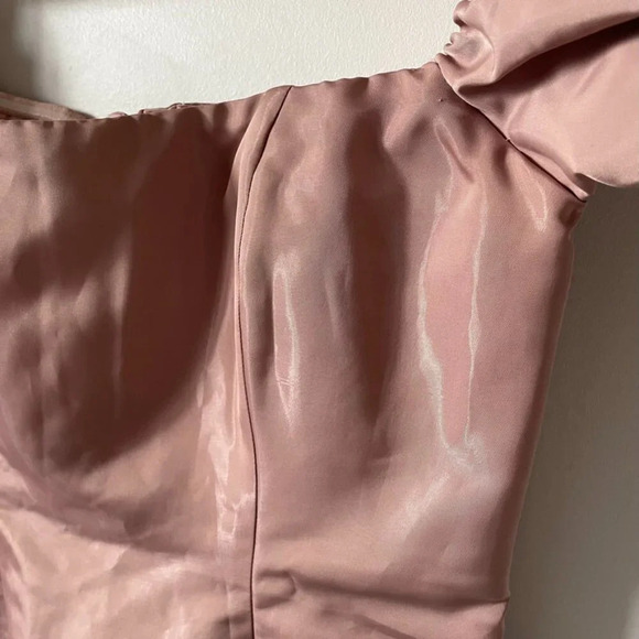 NBD Revolve Rianne Off Shoulder Puff Sleeve Mini Dress Mauve Sz S - Picture 6 of 10